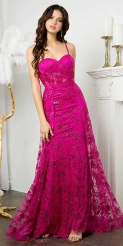 Juno M1021 Floor Length Tulle Sheath Gown Corset Boned Bodice(Juno M1021 Floor Length Tulle Sheath Gown Corset Boned Bodice)