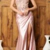 Juno M1024 Long Fitted Sleeveless Embroidered Bodice Formal Gown(Juno M1024 Long Fitted Sleeveless Embroidered Bodice Formal Gown) -Dress Promotion Store JUNO M1024 DUSTY BLUSH F1