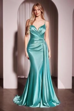 Ladivine KV1119 Dress Soft Satin Fit & Flare Gown(Ladivine Kv1119 Dress Soft Satin Fit Flare Gown) -Dress Promotion Store KV1119 ladivine sea mist
