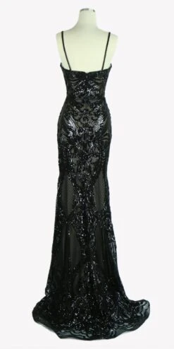 CLEARANCE - Aspeed L1982 Long Sequins Navy Blue Evening Gown V-Neck (Size XS)(Clearance Long Sequins Navy Blue Evening Gown V Neck With Spaghetti Straps Size Xs) -Dress Promotion Store L1982 aspeed black back 7d4c32c3 b89f 41b5 87b6 f91211bce8dc