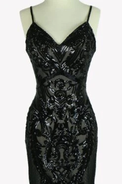 CLEARANCE - Aspeed L1982 Long Sequins Navy Blue Evening Gown V-Neck (Size XS)(Clearance Long Sequins Navy Blue Evening Gown V Neck With Spaghetti Straps Size Xs) -Dress Promotion Store L1982 aspeed black zoom f1dc1192 5a3e 40f5 9a38 813804399cf8