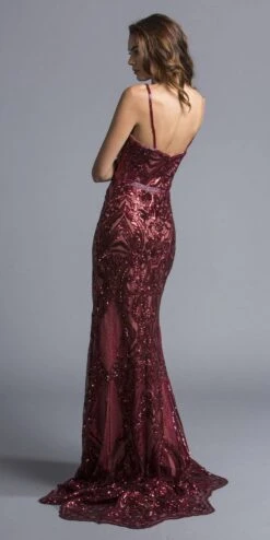 CLEARANCE - Aspeed L1982 Long Sequins Navy Blue Evening Gown V-Neck (Size XS)(Clearance Long Sequins Navy Blue Evening Gown V Neck With Spaghetti Straps Size Xs) -Dress Promotion Store L1982 aspeed burgundy back 3f6ab4cd e94b 4f25 bb5c b35d7261a8e5