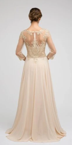 Juliet M12 Quarter Sleeved Embroidered Long A-Line Chiffon Dress(Quarter Sleeved Embroidered Long Formal Dress Mauve) -Dress Promotion Store M12 juliet champagne back f2ac6867 dce7 415c a40b 6cb6e3789381