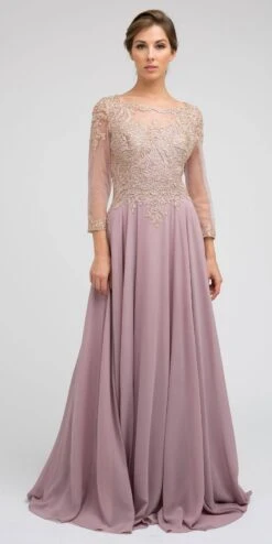 Juliet M12 Quarter Sleeved Embroidered Long A-Line Chiffon Dress(Quarter Sleeved Embroidered Long Formal Dress Mauve) -Dress Promotion Store M12 juliet mauve 42fd3dee 2c00 4675 a45d c756afe8fb70