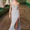 Nox Anabel M1702 Illusion Waistline Fully Beaded Draped Hip Dress(Nox Anabel M1702 Illusion Waistline Fully Beaded Draped Hip Dress)