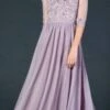 CLEARANCE - Aspeed USA M2078 Sheer Mid-Length Sleeve Long Dress (Size M)(Sheer Mid Length Sleeve Long Mauve Formal Dress V Neck) -Dress Promotion Store M2078 aspeed mauve 88a0614b 341e 428e 976e 9c3554a64074