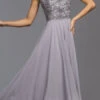 CLEARANCE - Aspeed USA M2100 Illusion Bodice Beaded A-line Dress (Size L)(Dark Silver Illusion Bodice Long Beaded Formal Dress) -Dress Promotion Store M2100 aspeed silver