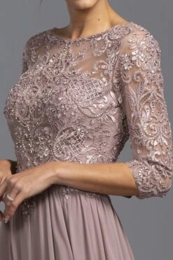 CLEARANCE - Aspeed M2340 Appliqued Mid-Length Long Formal Dress (Size Large)(Clearance Aspeed M2340 Appliqued Mid Length Long Formal Dress Size Large) -Dress Promotion Store M2340 aspeed mauve zoom