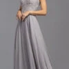 CLEARANCE - Aspeed USA M2341 Sleeveless Appliqued Long Dress (Size M)(Sleeveless Appliqued Long Formal Dress Slate Gray) -Dress Promotion Store M2341 aspeed slate gray