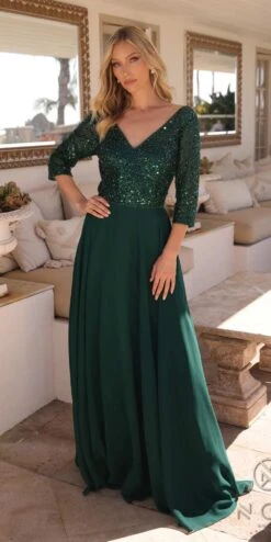 Nox Anabel MF103 Long Sequin Bodice 3/4 Sleeve A-line Gown(Nox Anabel Mf103 Long Sequin Bodice 3 4 Sleeve A Line Gown) -Dress Promotion Store MF103EMERALD10474 3dd9e759 c761 4bbd 93a3 212af7abf06a