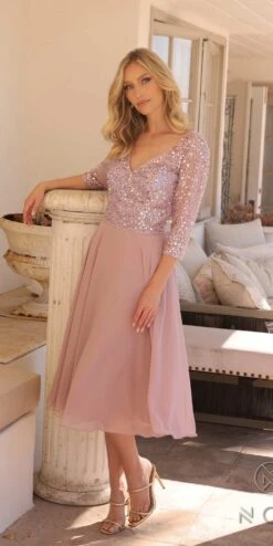 Nox Anabel MF104 Tea Length Sequin Bodice Short 3/4 Sleeve Dress(Nox Anabel Mf104 Tea Length Sequin Bodice Short 3 4 Sleeve Dress) -Dress Promotion Store MF104PALEMAUVE10699 a9a5811a 8913 40dc a8d0 a89fc35c2cb2