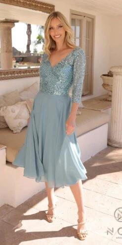 Nox Anabel MF104 Tea Length Sequin Bodice Short 3/4 Sleeve Dress(Nox Anabel Mf104 Tea Length Sequin Bodice Short 3 4 Sleeve Dress) -Dress Promotion Store MF104SEABLUE10751 48dcfedd b868 4f5a 87a4 644156b00622