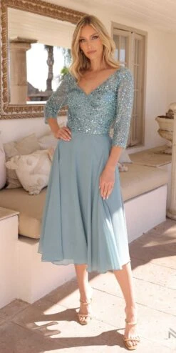 Nox Anabel MF104 Tea Length Sequin Bodice Short 3/4 Sleeve Dress(Nox Anabel Mf104 Tea Length Sequin Bodice Short 3 4 Sleeve Dress) -Dress Promotion Store MF104SEABLUE10752 8fc5ba56 aa5a 4525 9828 f11544e52689