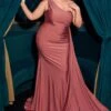 Ladivine PT004C Long Chic One Shoulder Stretch Satin Side Sash Gown(Ladivine Pt004c Long Chic One Shoulder Stretch Satin Side Sash Gown) -Dress Promotion Store PT004C SIENNA ROSE FRONT