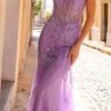 Nox Anabel Q1358 Long Fitted Sleeveless Sequin Applique Mermaid Tulle Dress(Nox Anabel Q1358 Long Fitted Sleeveless Sequin Applique Mermaid Tulle Dress) -Dress Promotion Store Q1358 LAVENDER 4