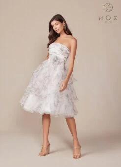 Nox Anabel Q842 Floral Print A-Line Tea Length Dress(Nox Anabel Q842 Floral Print A Line Tea Length Dress) -Dress Promotion Store Q842 nox anabel white side