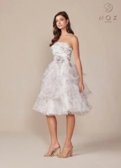 Nox Anabel Q842 Floral Print A-Line Tea Length Dress(Nox Anabel Q842 Floral Print A Line Tea Length Dress) -Dress Promotion Store Q842 nox anabel white side2