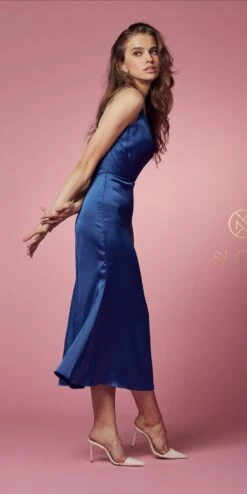 Nox Anabel R1027 Tea Midi-Length Formal Gown With Cowl Neckline(Tea Midi Length Formal Gown With Cowl Neckline By Nox Anabel R1027) -Dress Promotion Store R1027 ULTRANAVY 58