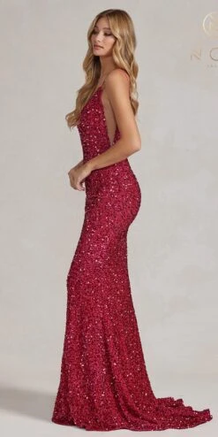 Nox Anabel R1071 Floor Length Sheath Sequin Dress(Nox Anabel R1071 Floor Length Sheath Sequin Dress) -Dress Promotion Store R1071 FUCHSIA 3