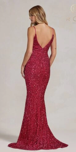 Nox Anabel R1071 Floor Length Sheath Sequin Dress(Nox Anabel R1071 Floor Length Sheath Sequin Dress) -Dress Promotion Store R1071 FUCHSIA 4