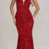 Nox Anabel R1071 Floor Length Sheath Sequin Dress(Nox Anabel R1071 Floor Length Sheath Sequin Dress) -Dress Promotion Store R1071 RED 1