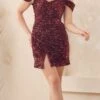 Nox Anabel R812 Short Off Shoulder Strap Sequins Dress Sweetheart Neck(Nox Anabel R812 Short Off Shoulder Strap Sequins Dress Sweetheart Neck) -Dress Promotion Store R812 BURGUNDY 21