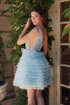 Nox Anabel R883 Dress V-Neck A-Line Tiered Ruffled Skirt(Nox Anabel R883 Dress V Neck A Line Tiered Ruffled Skirt) 15 Nox Anabel R883 Dress V-Neck A-Line Tiered Ruffled Skirt(Nox Anabel R883 Dress V Neck A Line Tiered Ruffled Skirt) -Dress Promotion Store R883 LIGHTBLUE 51