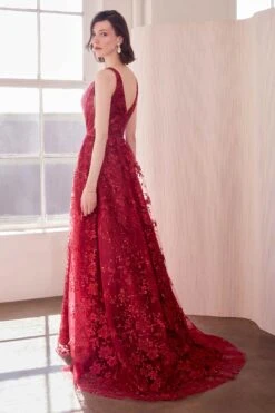 Ladivine Amoris T606 Long Sleeveless Glitter Print A-Line Gown(Ladivine Amoris T606 Long Sleeveless Glitter Print A Line Gown) -Dress Promotion Store T606 BURGUNDY BACK