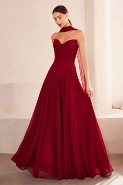 Ladivine Amoris T703 Dress Strapless A-Line Bridesmaid Gown(Ladivine Amoris T703 Dress Strapless A Line Bridesmaid Gown) -Dress Promotion Store T703 BURGUNDY FRONT 58f0ca4d 3576 48ae 8d23 a3717942c0de