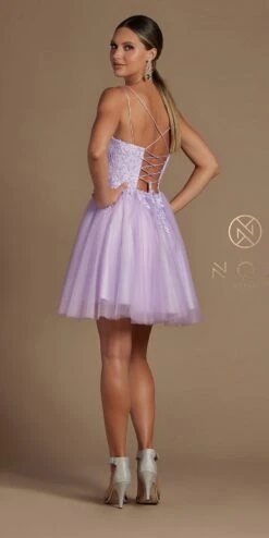Nox Anabel T718 Short A-Line Corset Back Baby Doll Dress Tulle Skirt(Short A Line Corset Back Baby Doll Dress Tulle Skirt) -Dress Promotion Store T718 LILAC 28