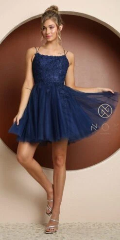 Nox Anabel T718 Short A-Line Corset Back Baby Doll Dress Tulle Skirt(Short A Line Corset Back Baby Doll Dress Tulle Skirt) -Dress Promotion Store T718 NAVYBLUE 7
