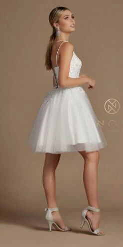 Nox Anabel T718 Short A-Line Corset Back Baby Doll Dress Tulle Skirt(Short A Line Corset Back Baby Doll Dress Tulle Skirt) -Dress Promotion Store T718 WHITE 33