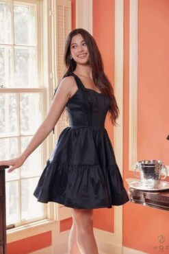 Nox Anabel T869 Dress A-Line Semi Sweetheart Ribbon Straps(Nox Anabel T869 Dress A Line Semi Sweetheart Ribbon Straps) -Dress Promotion Store T869 BLACK 17