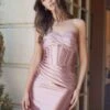 Nox Anabel T871 Dress Short Strapless Cocktail Bodycon(Nox Anabel T871 Dress Short Strapless Cocktail Bodycon) -Dress Promotion Store T871 ROSEGOLD 21