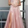 Amelia Couture TM1003 Long A-Line Ethereal Mesh Skirt Side Slit Dress(Amelia Couture Tm1003 Long A Line Ethereal Mesh Skirt Side Slit Dress) 2 Amelia Couture TM1003 Long A-Line Ethereal Mesh Skirt Side Slit Dress(Amelia Couture Tm1003 Long A Line Ethereal Mesh Skirt Side Slit Dress) -Dress Promotion Store TM1003 ROSE