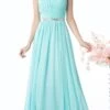 Cinderella Divine W0014 Long Gown Sleeveless Pleated Rhinestone Waist(Floor Length Aqua Gown Sleeveless Pleated Rhinestone Waist) -Dress Promotion Store W0014 aqua