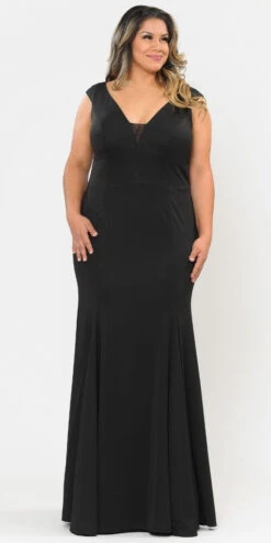 Lindas W1022 Floor Length Plus Size Jersey Spandex Dress(Lindas W1022 Floor Length Plus Size Jersey Spandex Dress) -Dress Promotion Store W1022 FRONTBLACK