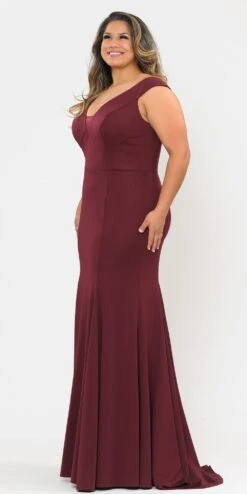Lindas W1022 Floor Length Plus Size Jersey Spandex Dress(Lindas W1022 Floor Length Plus Size Jersey Spandex Dress) -Dress Promotion Store W1022Burgundy 3