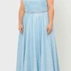 Lindas W1038 Square Neck Rhinestone Belt Iridescent Glitter Plus Size Dress(Lindas W1038 Square Neck Rhinestone Belt Iridescent Glitter Plus Size Dress) -Dress Promotion Store W1038BLUE 2