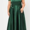Lindas W1058 Off The Shoulder Floor Length Shinny Dress With Pocket(Lindas W1058 Off The Shoulder Floor Length Shinny Dress With Pocket) -Dress Promotion Store W1058EMERALD 2