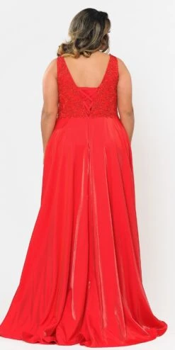 Lindas W1074 Floor Length Embroidery A-Line Plus Size Ball Gown Dress(Lindas W1074 Floor Length Embroidery A Line Plus Size Ball Gown Dress) -Dress Promotion Store W1074Red 4