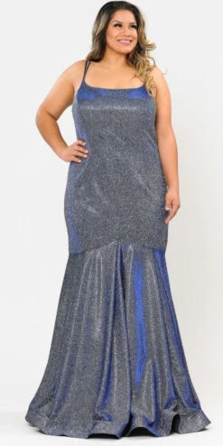 Lindas W1102 Long Glitter Knit Corset Spaghetti Straps Square Neck Mermaid Dress(Lindas W1102 Long Glitter Knit Corset Spaghetti Straps Square Neck Mermaid Dress)