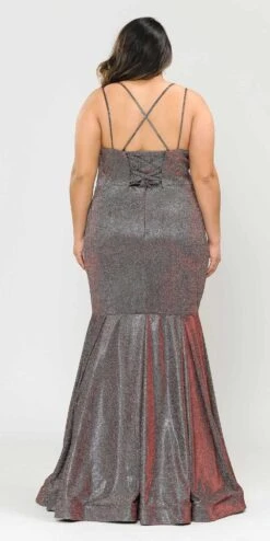 Lindas W1102 Long Glitter Knit Corset Spaghetti Straps Square Neck Mermaid Dress(Lindas W1102 Long Glitter Knit Corset Spaghetti Straps Square Neck Mermaid Dress) -Dress Promotion Store W1102Red 4 back