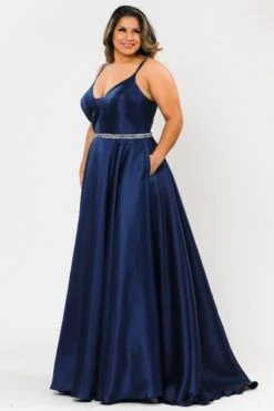 Lindas W1106 Long Spaghetti Straps Corset Rhinestone Waist Dress With Pockets(Lindas W1106 Long Spaghetti Straps Corset Rhinestone Waist Dress With Pockets) -Dress Promotion Store W1106 SIDE