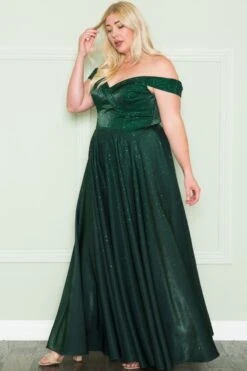 Lindas W1112 Off The Shoulder Two Tone Shimmer Dress With Rhinestones Bodice And Pockets(Lindas W1112 Off The Shoulder Two Tone Shimmer Dress With Rhinestones Bodice And Pockets) -Dress Promotion Store W1112 EMERALDSIDE