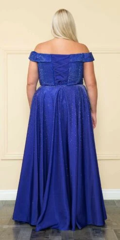 Lindas W1112 Off The Shoulder Two Tone Shimmer Dress With Rhinestones Bodice And Pockets(Lindas W1112 Off The Shoulder Two Tone Shimmer Dress With Rhinestones Bodice And Pockets) -Dress Promotion Store W1112Royal 13