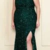 Lindas W1126 Plus Size Formal Sequin Sleeveless U-Neckline Gown(Lindas W1126 Plus Size Formal Sequin Sleeveless U Neckline Gown) -Dress Promotion Store W1126Emerald 4 1