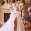 Andrea & Leo WL017 Dress Floral Applique Adorned Strapless Wedding Gown(Andrea Leo Wl017 Dress Floral Applique Adorned Strapless Wedding Gown)