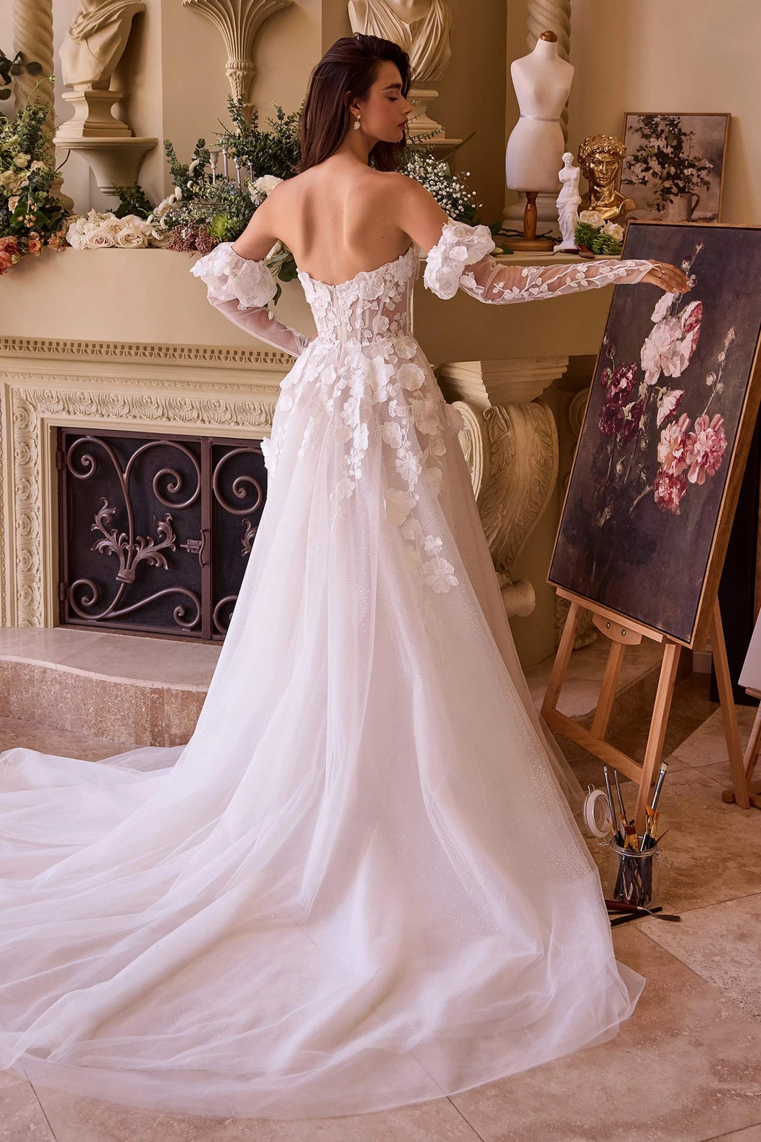 Andrea & Leo WL017 Dress Floral Applique Adorned Strapless Wedding Gown(Andrea Leo Wl017 Dress Floral Applique Adorned Strapless Wedding Gown) 8 Andrea & Leo WL017 Dress Floral Applique Adorned Strapless Wedding Gown(Andrea Leo Wl017 Dress Floral Applique Adorned Strapless Wedding Gown) - Image 6