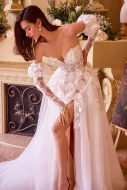 Andrea & Leo WL017 Dress Floral Applique Adorned Strapless Wedding Gown(Andrea Leo Wl017 Dress Floral Applique Adorned Strapless Wedding Gown) 11 Andrea & Leo WL017 Dress Floral Applique Adorned Strapless Wedding Gown(Andrea Leo Wl017 Dress Floral Applique Adorned Strapless Wedding Gown) -Dress Promotion Store WL017 OFF WHITE NUDE 4